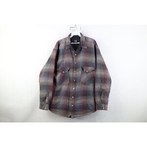 Vintage 90s Five Brother Mens LT Faded Quilted Flannel Snap Button Shirt Jacket